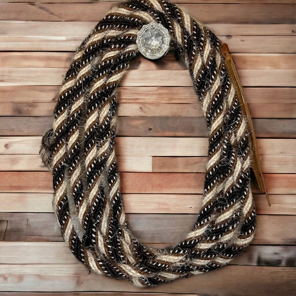 Other Horse Hair Mecate Reins 58 X 2 Dark Brown Tan Salt And Pepper